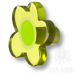 698VEX Ручка-кнопка детская коллекция, выполненная в форме цветка с пятью лепестками, цвет зеленый
